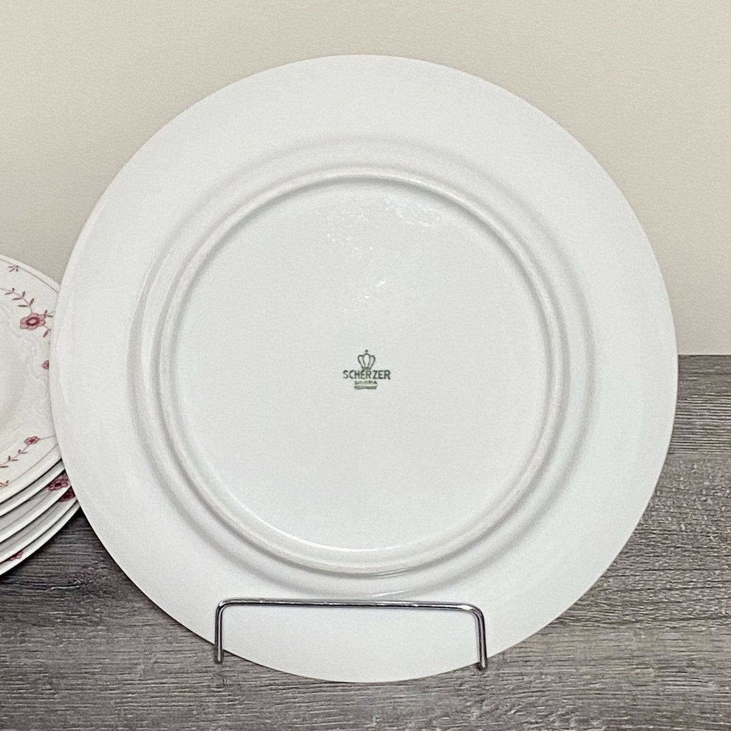 Scherzer Bavaria Art Deco Floral Round 9” Plates Flower Pattern Set Of 7 Germany