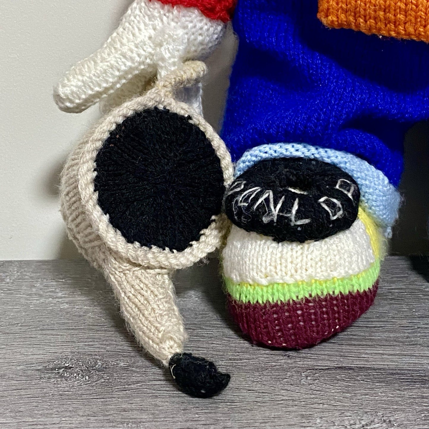 Vintage Jean Greenhowe Hand Knitted XXL Large Mechanic Clown Plush Soft Toy Rare