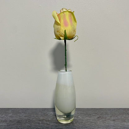 Small Artificial Rose Flower In Small Round Glass Vase All In One Decorative