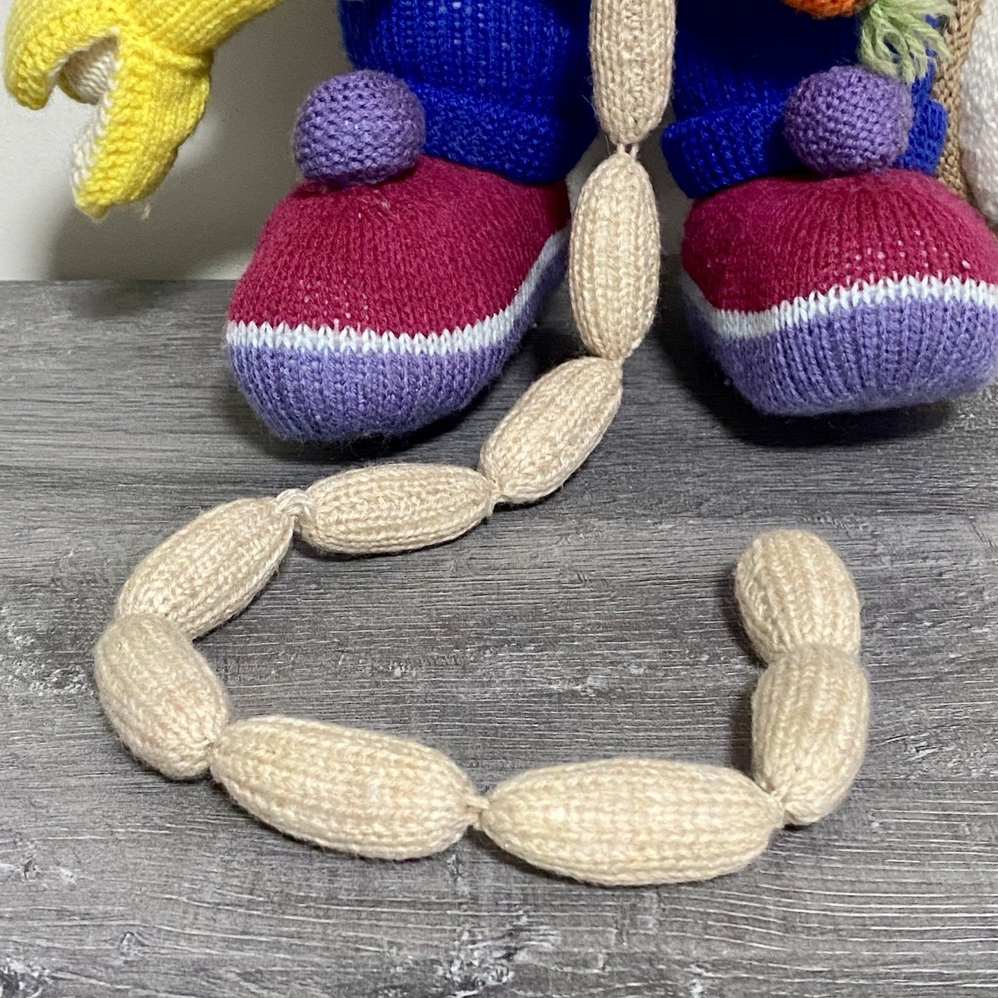 Vintage Jean Greenhowe Hand Knitted XXL Large Butcher Clown Plush Soft Toy Rare