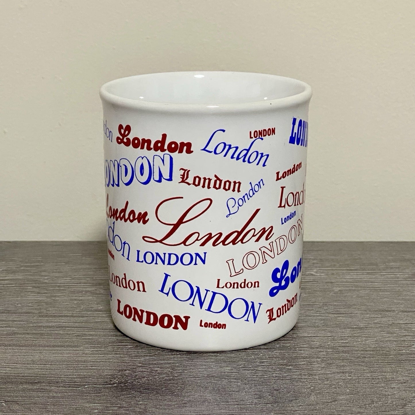 Vintage London Writing Fonts Coffee Mug Collectible Tea Cup Made In England Rare