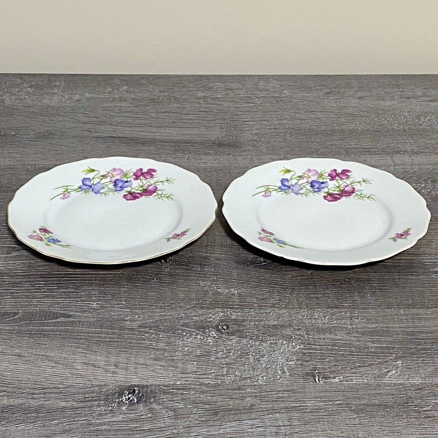 Vintage 2x Epiag Czechoslovakia Floral Plate Plates Rose Round Platter Czech Set