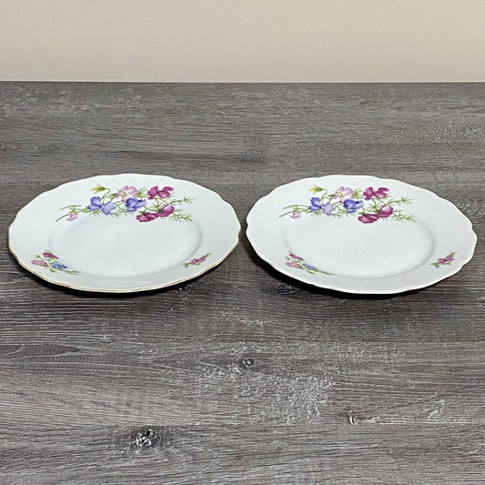 Vintage 2x Epiag Czechoslovakia Floral Plate Plates Rose Round Platter Czech Set