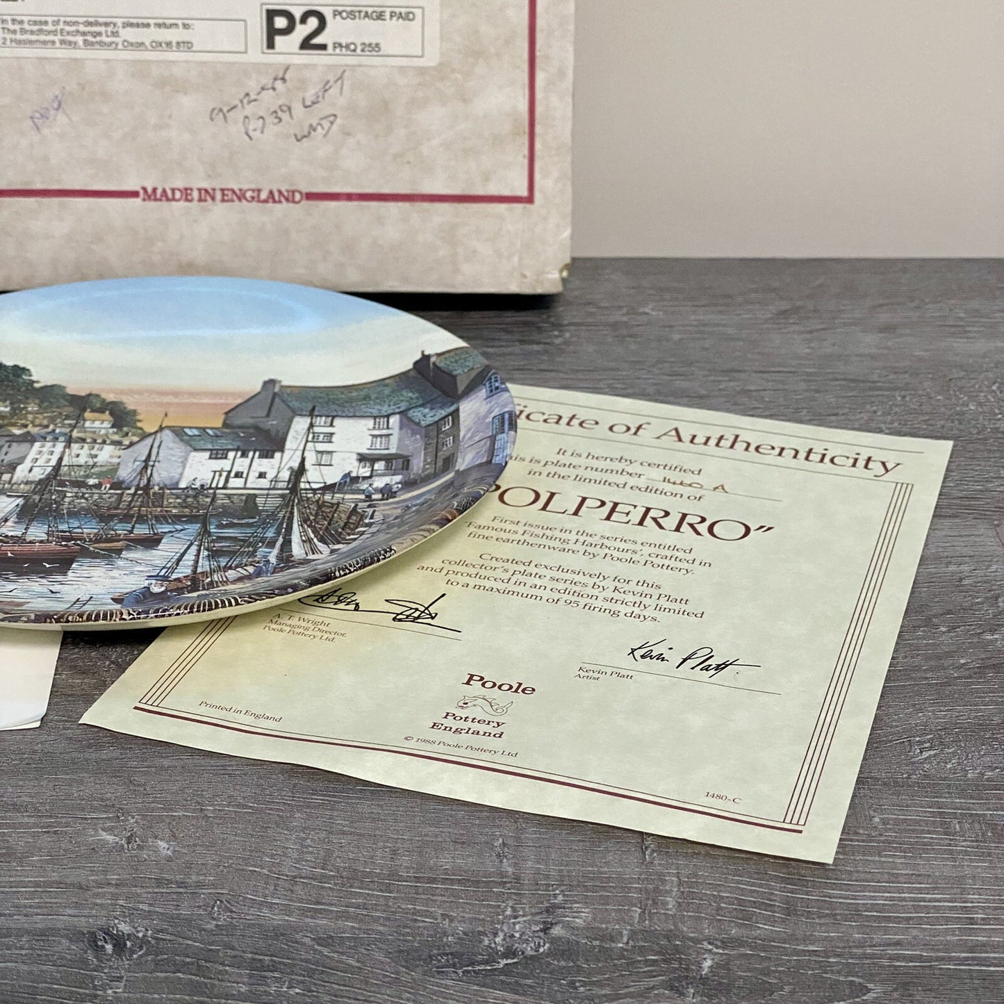 1988 Polperro By Kevin Platt Poole Pottery Famous Fishing Harbours Series Plate