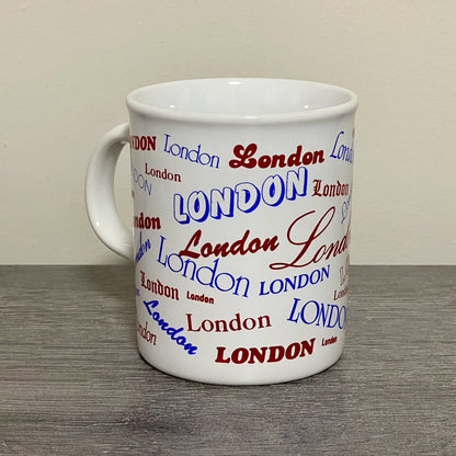 Vintage London Writing Fonts Coffee Mug Collectible Tea Cup Made In England Rare
