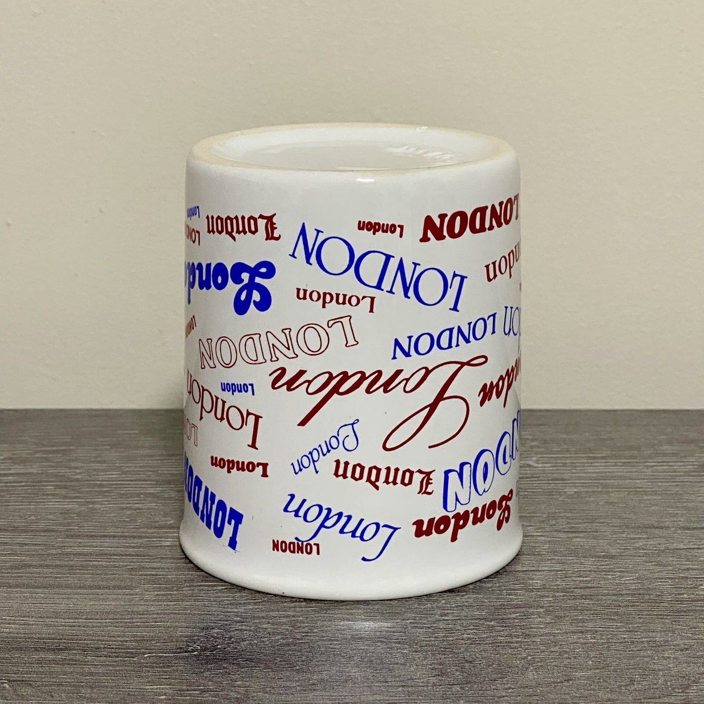 Vintage London Writing Fonts Coffee Mug Collectible Tea Cup Made In England Rare