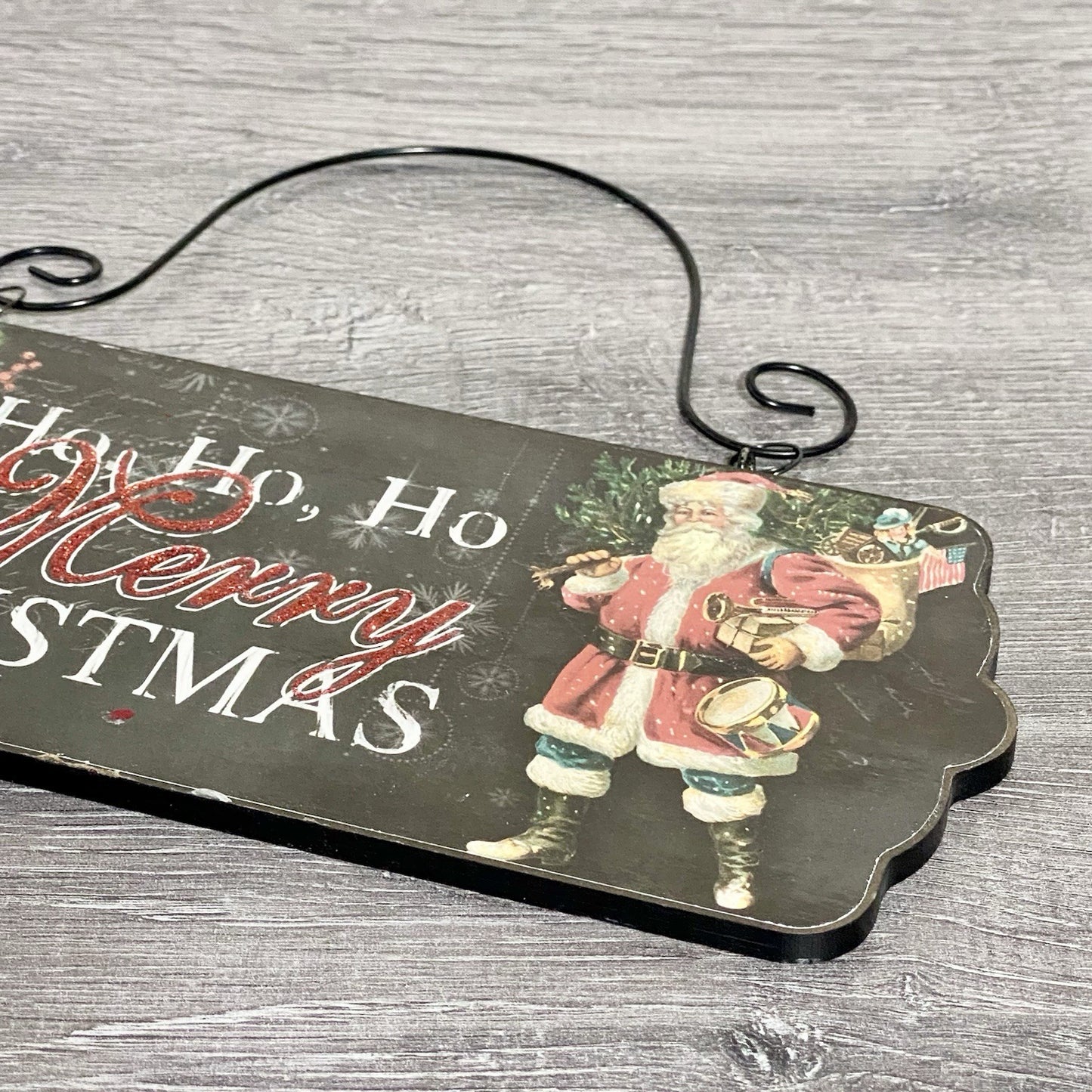 Ho Ho Ho Merry Christmas Santa Door Sign Plaque Wooden Xmas Hanging Decoration