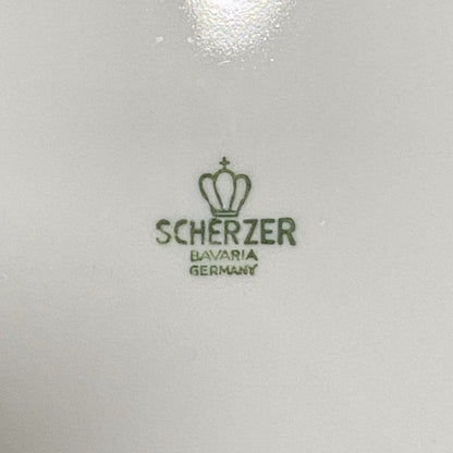 Scherzer Bavaria Art Deco Floral Round 9” Plates Flower Pattern Set Of 7 Germany
