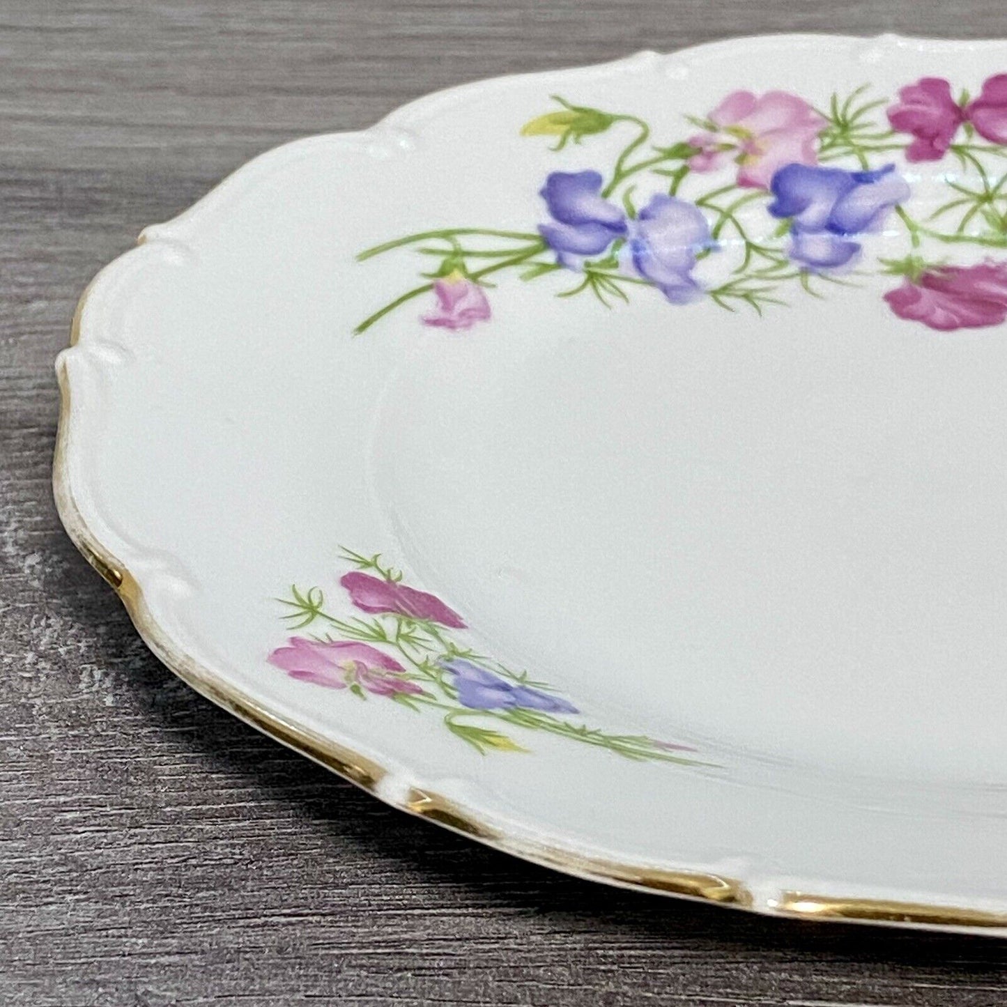 Haas & Czjzek Red Rose Floral Round Platter Chop Plate Gold Trim Czech China
