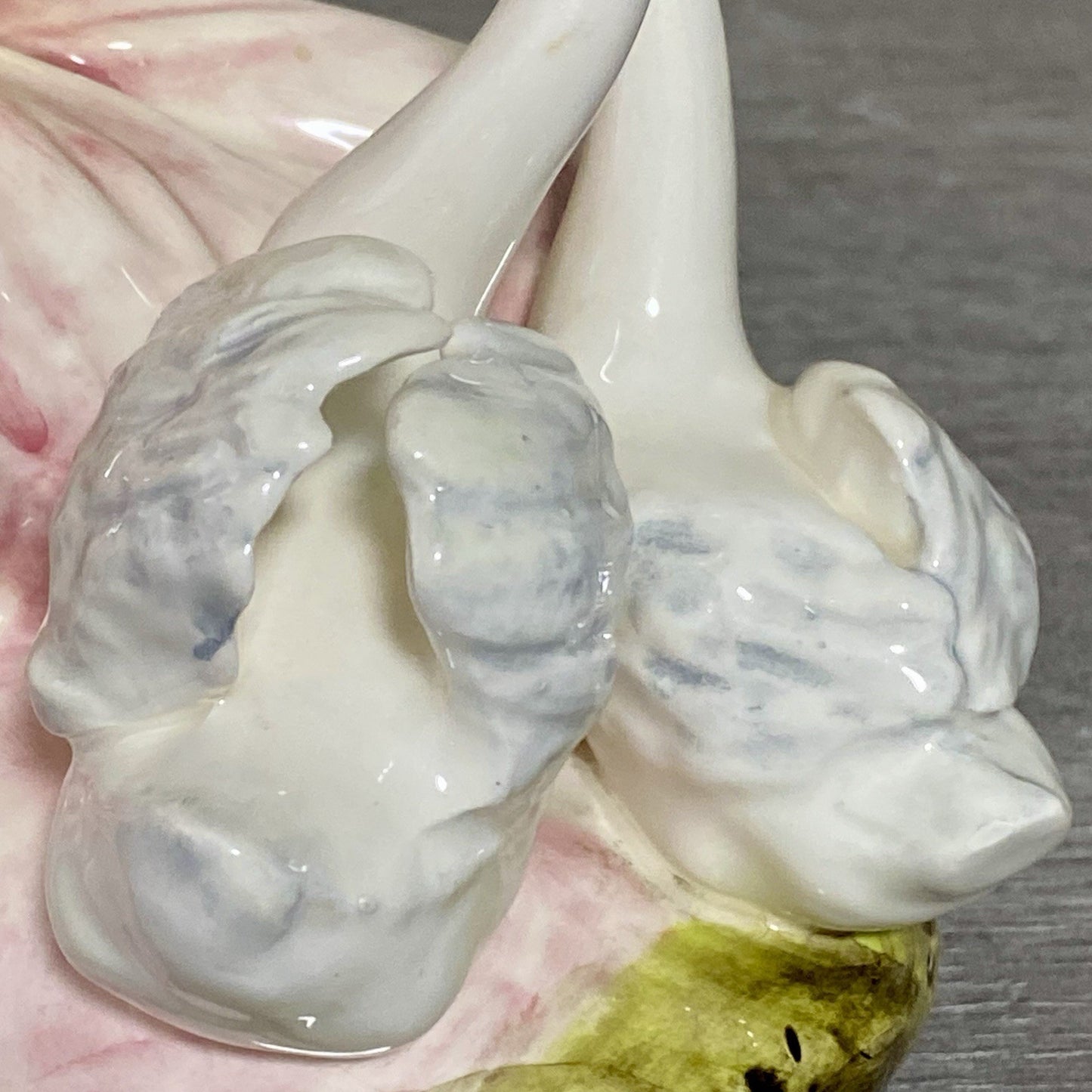 Vintage Arnart Creation Flower Planter Hand Painted Lady Feeding Swan Japan Rare