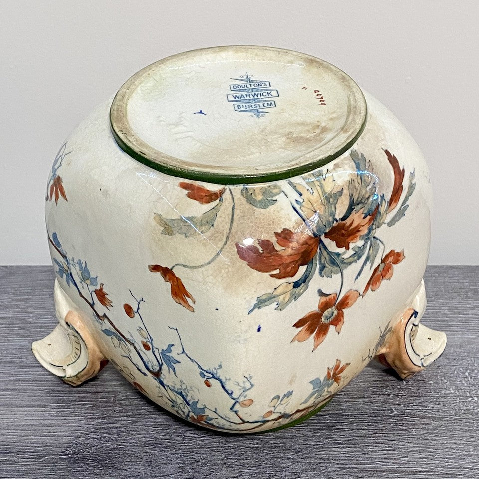 Antique Doulton Warwick Burslem Vase 1882 - 1902 Mark Floral Eagle Handled Rare