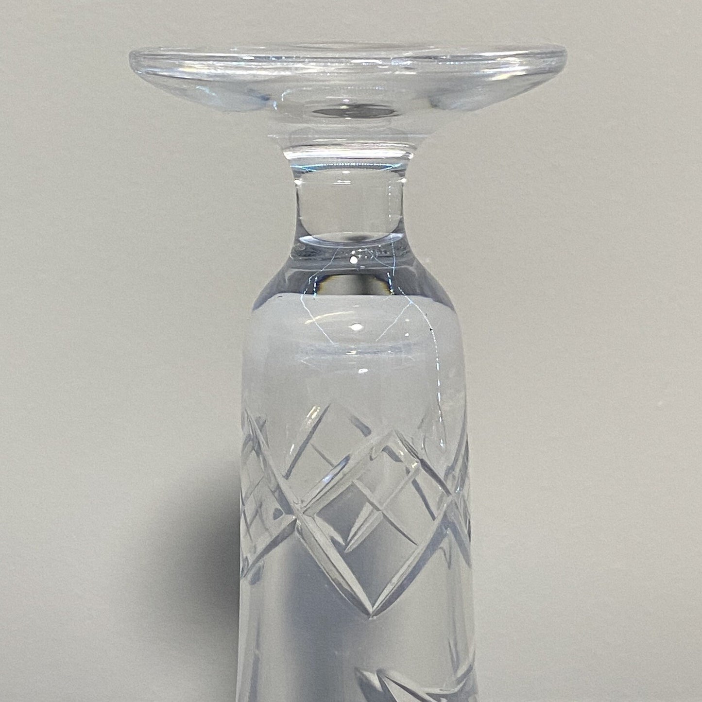 Vintage Crystal Cut Glass Clear Round Floral Art Deco Flared Fluted Flower Vase