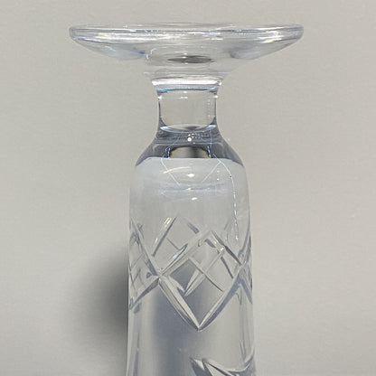 Vintage Crystal Cut Glass Clear Round Floral Art Deco Flared Fluted Flower Vase