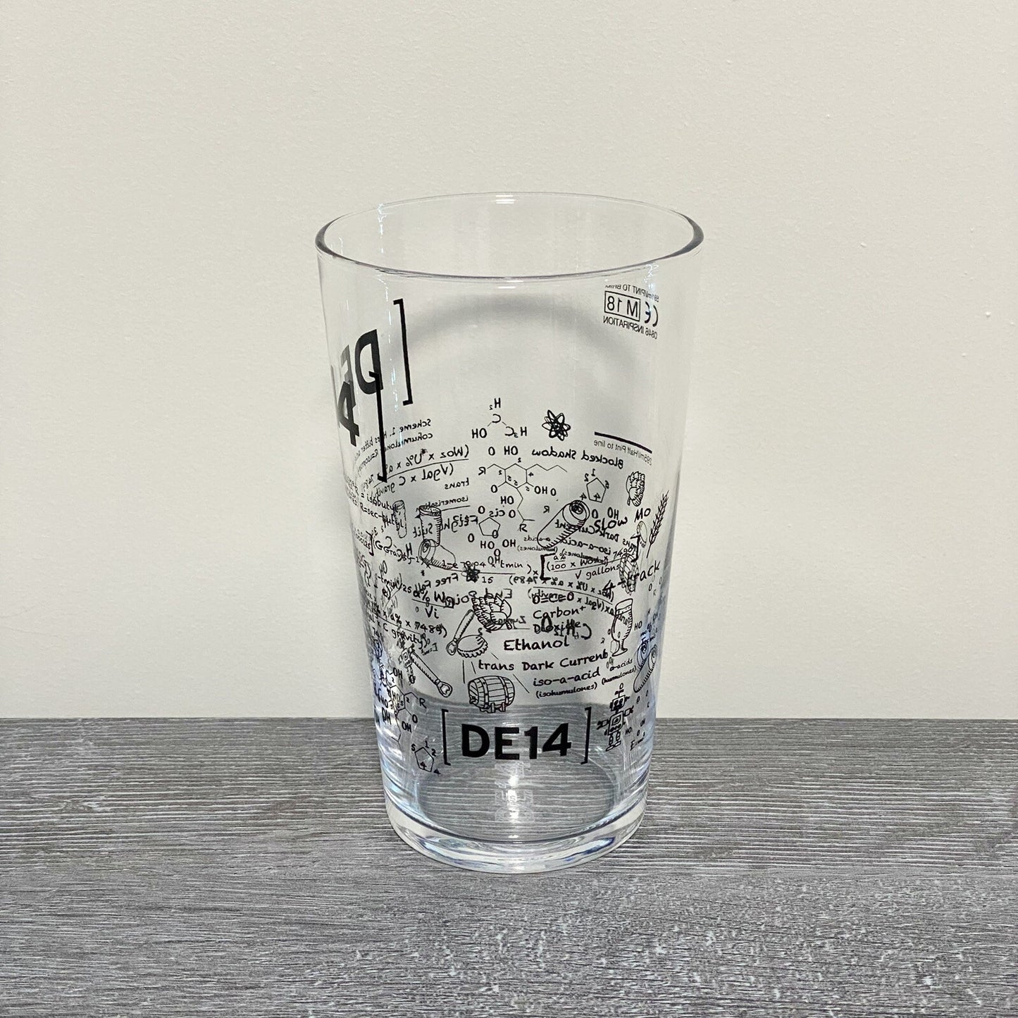 DE14 Math Science Learning Formula Scientific Pint Glass Bar Pub Glasses Rare