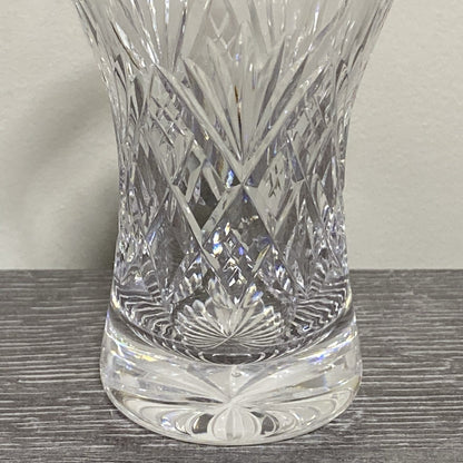 Vintage Small Round Cut Crystal Glass Vase Art Deco Diamond Pattern Retro Style