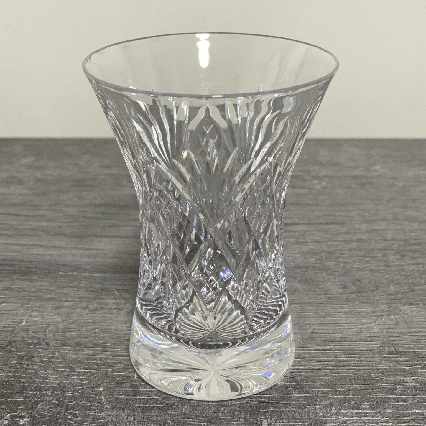Vintage Small Round Cut Crystal Glass Vase Art Deco Diamond Pattern Retro Style