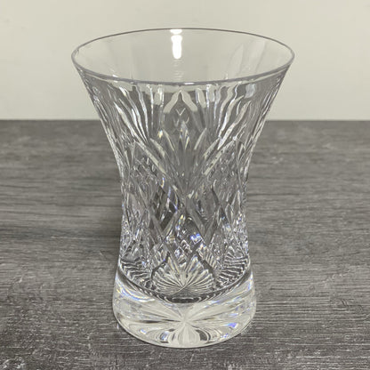 Vintage Small Round Cut Crystal Glass Vase Art Deco Diamond Pattern Retro Style
