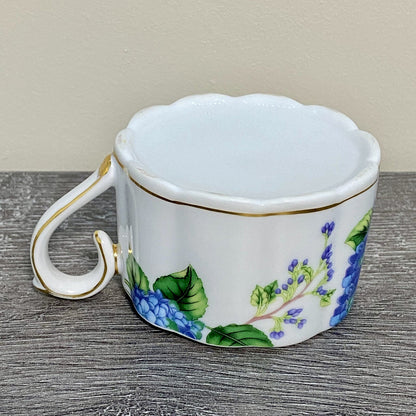 Stackable Tea Cup Coffee Mug Decorative Floral Butterfly Hydrangeas Gold Trim