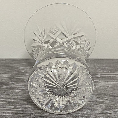 Vintage Small Round Cut Crystal Glass Vase Art Deco Diamond Pattern Retro Style