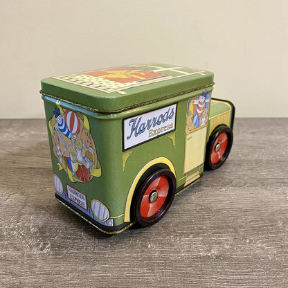 Vintage Harrods Express Truck Car With Moving Wheels & Lid Collectible Tin Rare