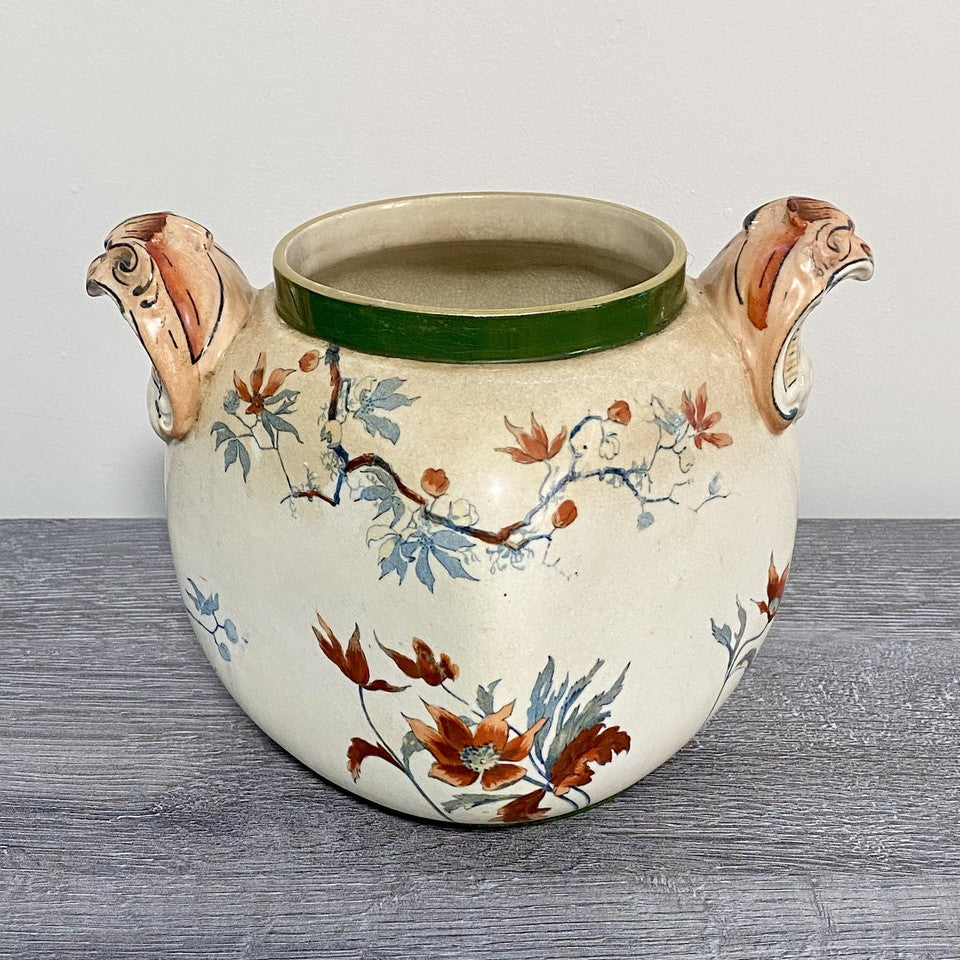 Antique Doulton Warwick Burslem Vase 1882 - 1902 Mark Floral Eagle Handled Rare