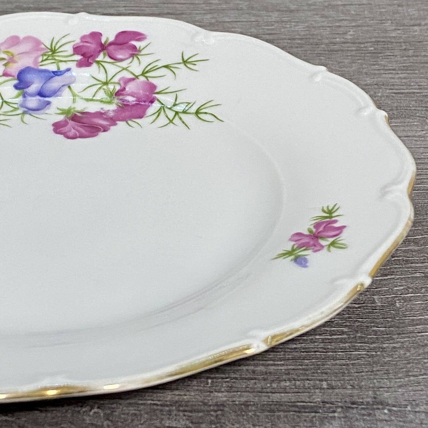 Haas & Czjzek Red Rose Floral Round Platter Chop Plate Gold Trim Czech China
