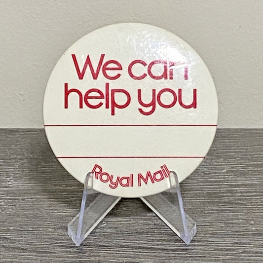 Vintage Royal Mail “We Can Help You” Collectible Pin Badge Button Postman Rare