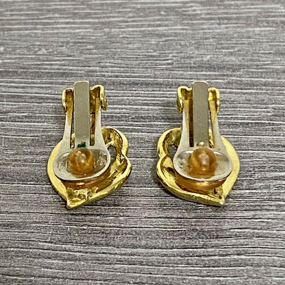 Vintage Gold Tone Clip On Earrings 80s 90s Loop Ladies Costume Jewellery Pair