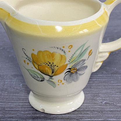 Vintage Newhall England Pottery Jug Fortuna Shape Art Deco Floral Hand Painted