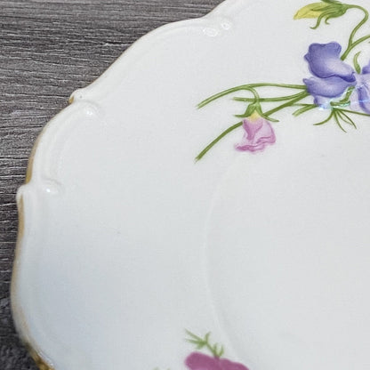 Haas & Czjzek Red Rose Floral Round Platter Chop Plate Gold Trim Czech China