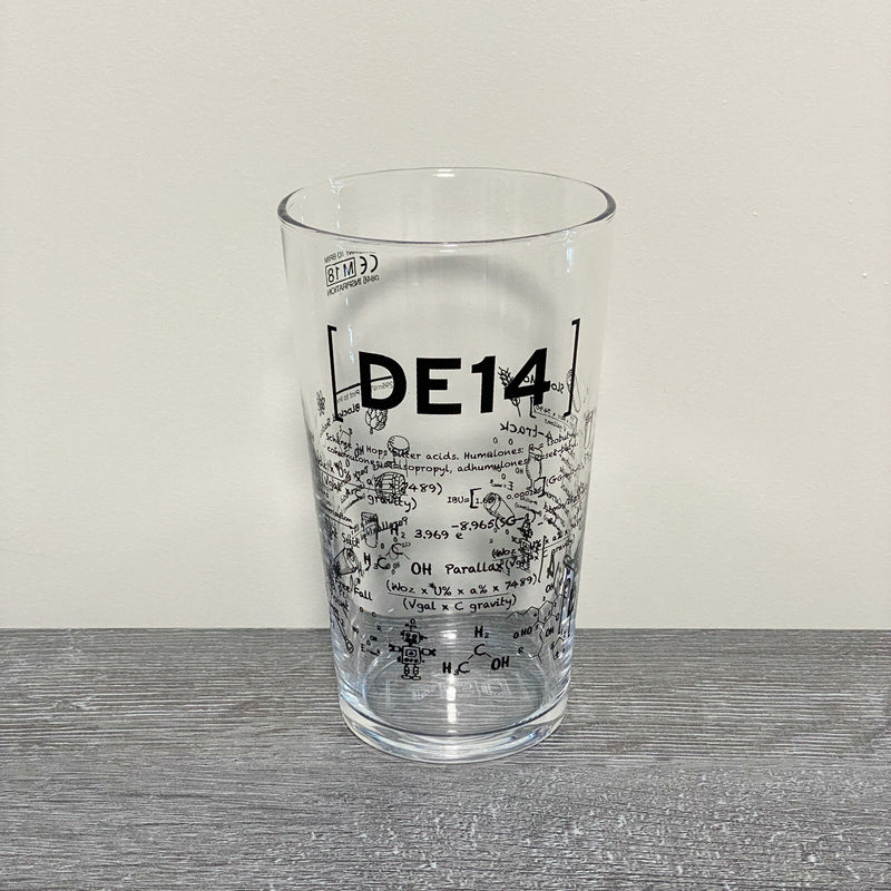 DE14 Math Science Learning Formula Scientific Pint Glass Bar Pub Glasses Rare