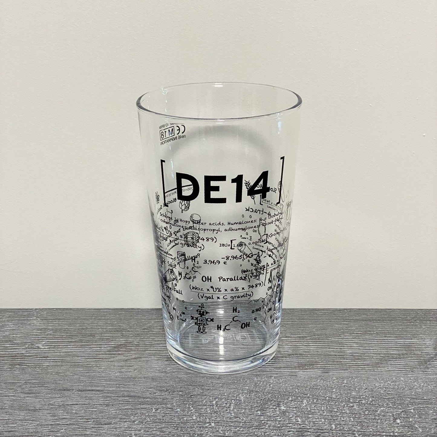 DE14 Math Science Learning Formula Scientific Pint Glass Bar Pub Glasses Rare