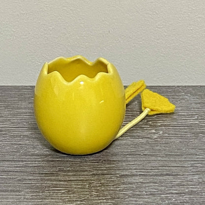 Small Round Ceramic Egg Chick Pot With String Legs Plant Planter Bud Vase Holder