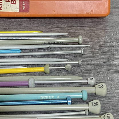 Knitting Needles Pins & Vintage Knit Tub Case Various Thickness Length Job Lot