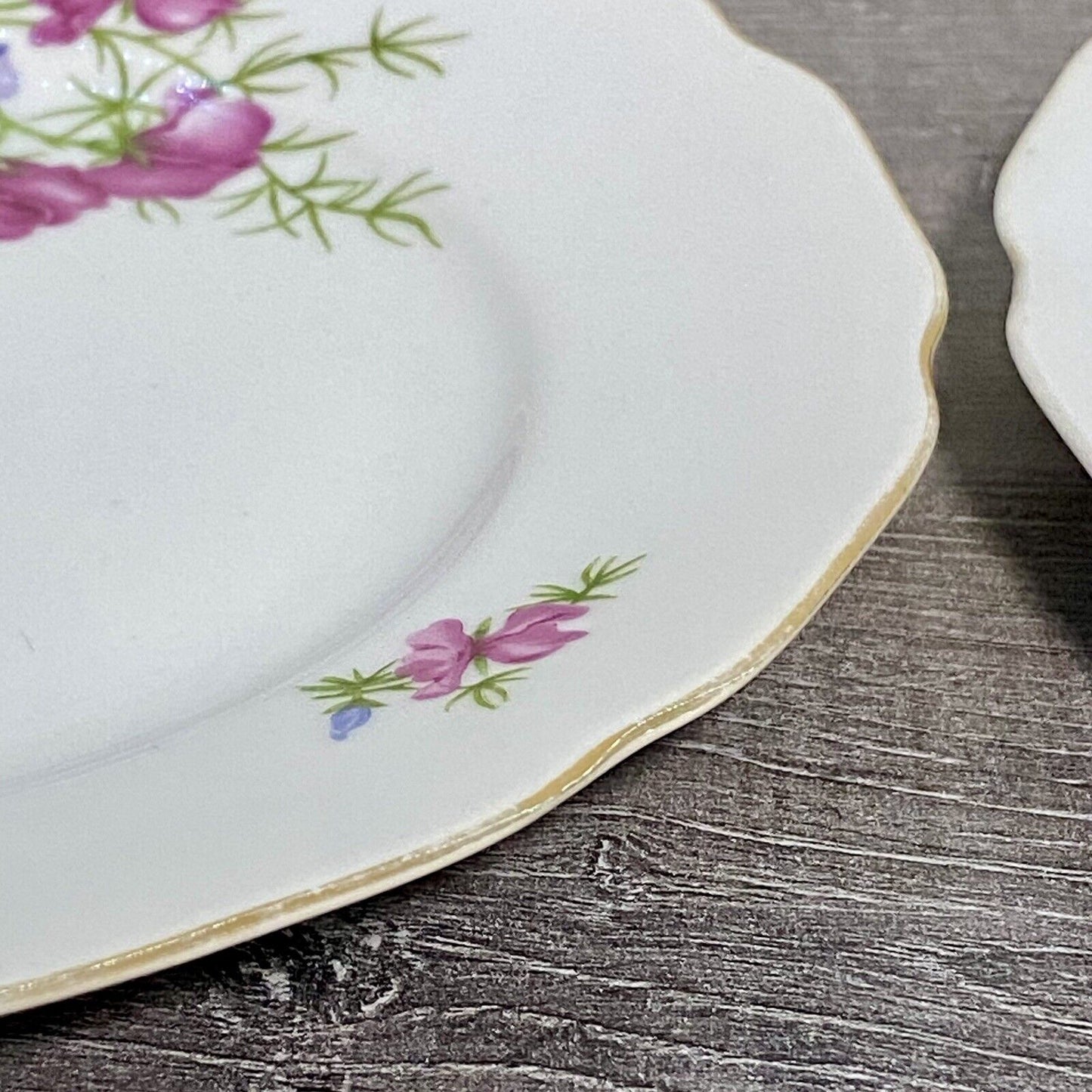 Vintage 2x Epiag Czechoslovakia Floral Plate Plates Rose Round Platter Czech Set