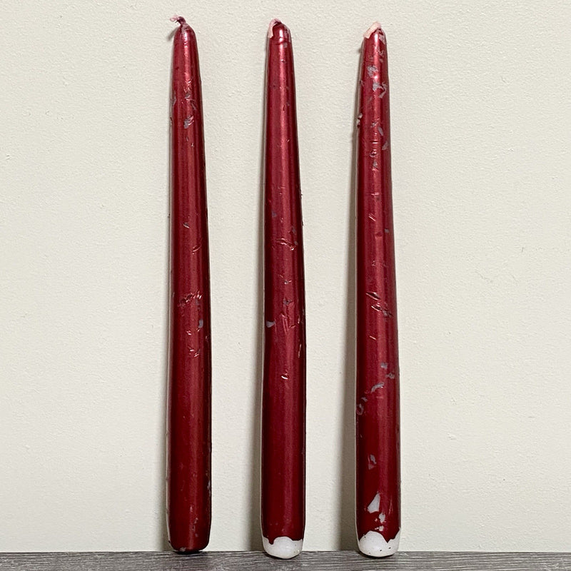 3x Red Pillar Candles Christmas Decoration Pack Of 3 Traditional Xmas Colour Set