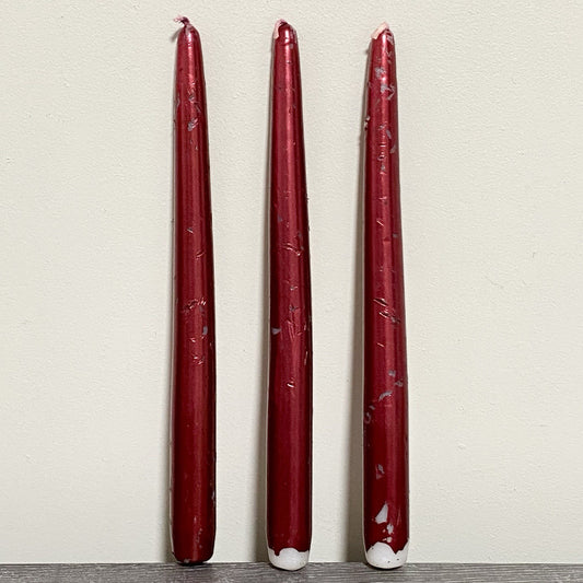 3x Red Pillar Candles Christmas Decoration Pack Of 3 Traditional Xmas Colour Set