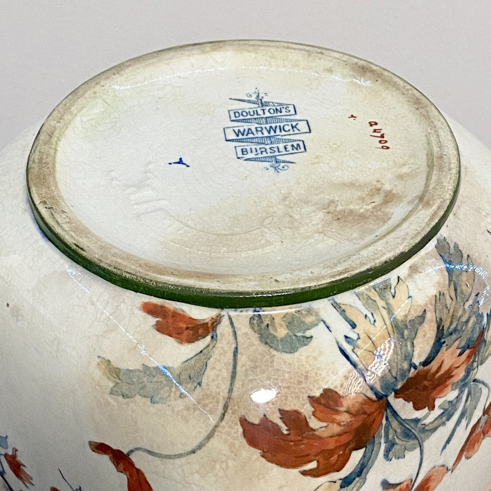 Antique Doulton Warwick Burslem Vase 1882 - 1902 Mark Floral Eagle Handled Rare