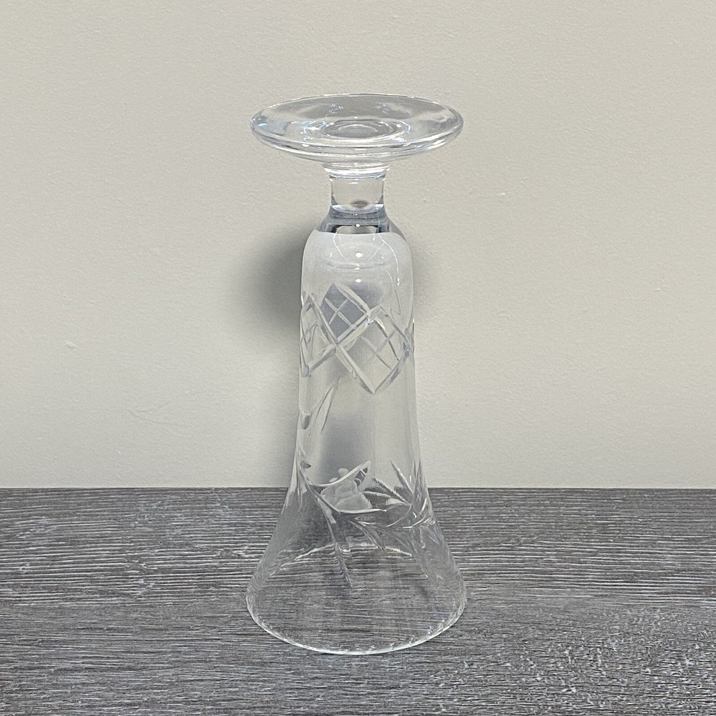 Vintage Crystal Cut Glass Clear Round Floral Art Deco Flared Fluted Flower Vase