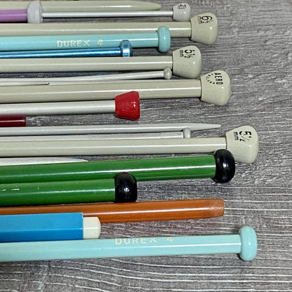 Knitting Needles Pins & Vintage Knit Tub Case Various Thickness Length Job Lot