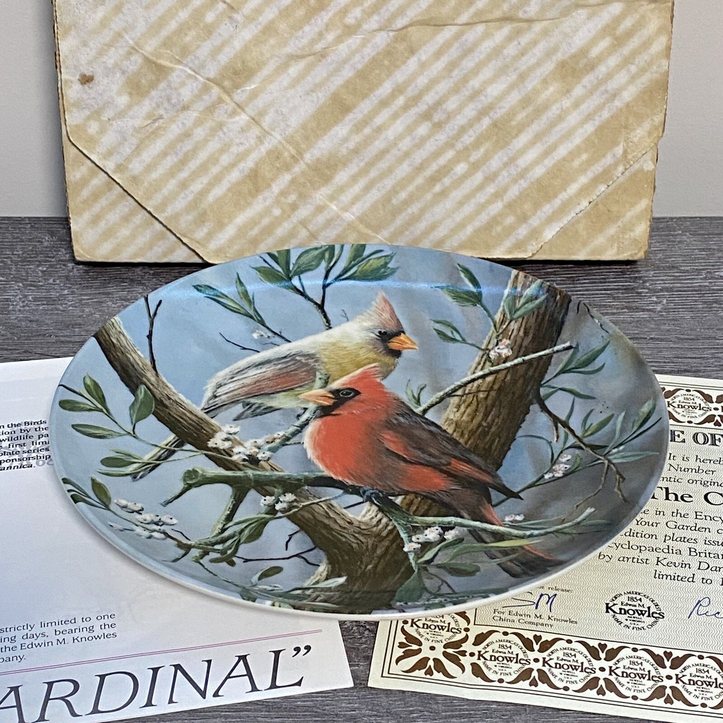 Vintage 1985 Edwin Knowles Birds Of Your Garden Collectible Plate & COA Boxed