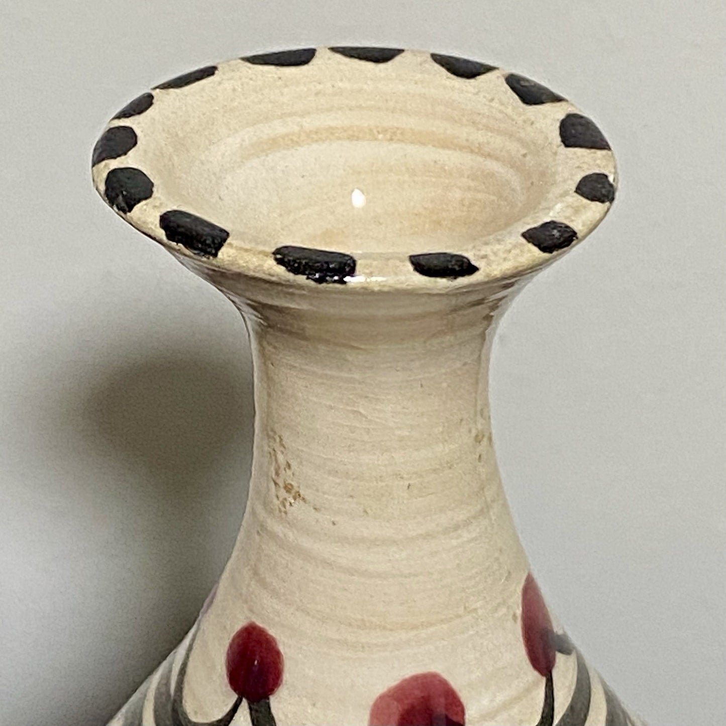 Vintage Laouini Nabeul Tunisie Small Bud Vase Art Deco Patterned Pottery Rare