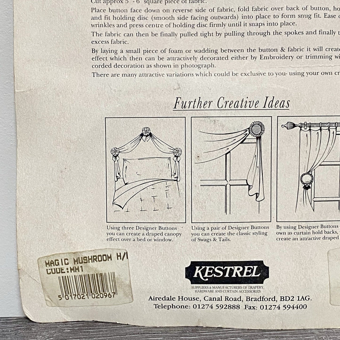 Vintage Kestrel Curtain Designer Button Hold Back Holdback Art Deco Kit Set Rare