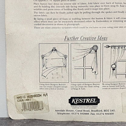 Vintage Kestrel Curtain Designer Button Hold Back Holdback Art Deco Kit Set Rare