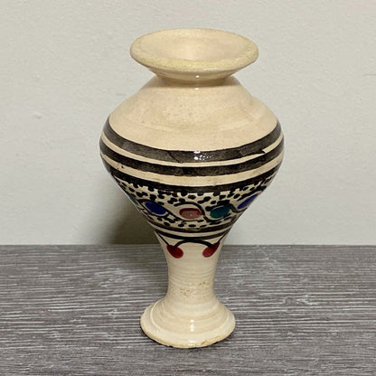 Vintage Laouini Nabeul Tunisie Small Bud Vase Art Deco Patterned Pottery Rare