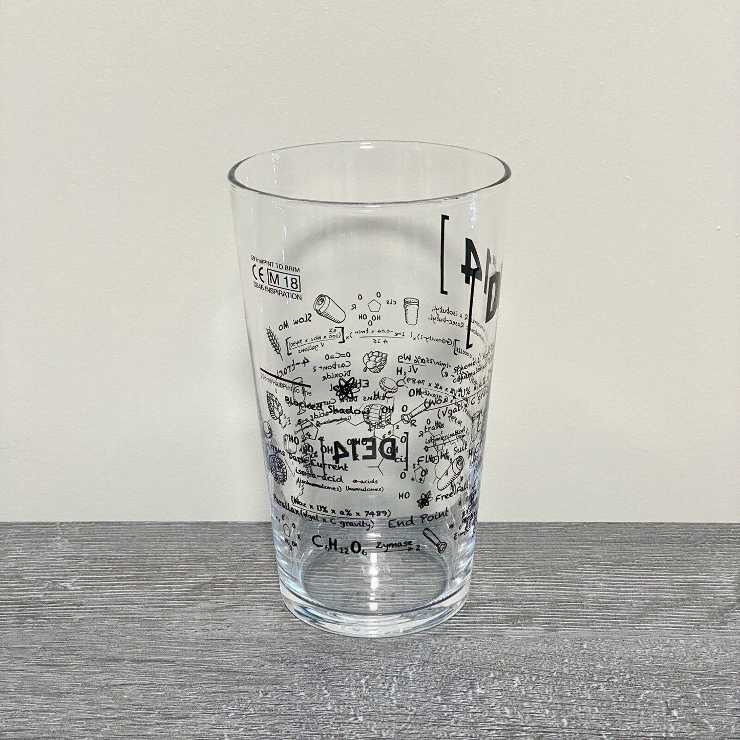 DE14 Math Science Learning Formula Scientific Pint Glass Bar Pub Glasses Rare