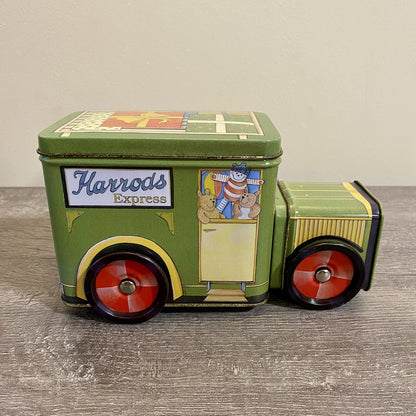 Vintage Harrods Express Truck Car With Moving Wheels & Lid Collectible Tin Rare