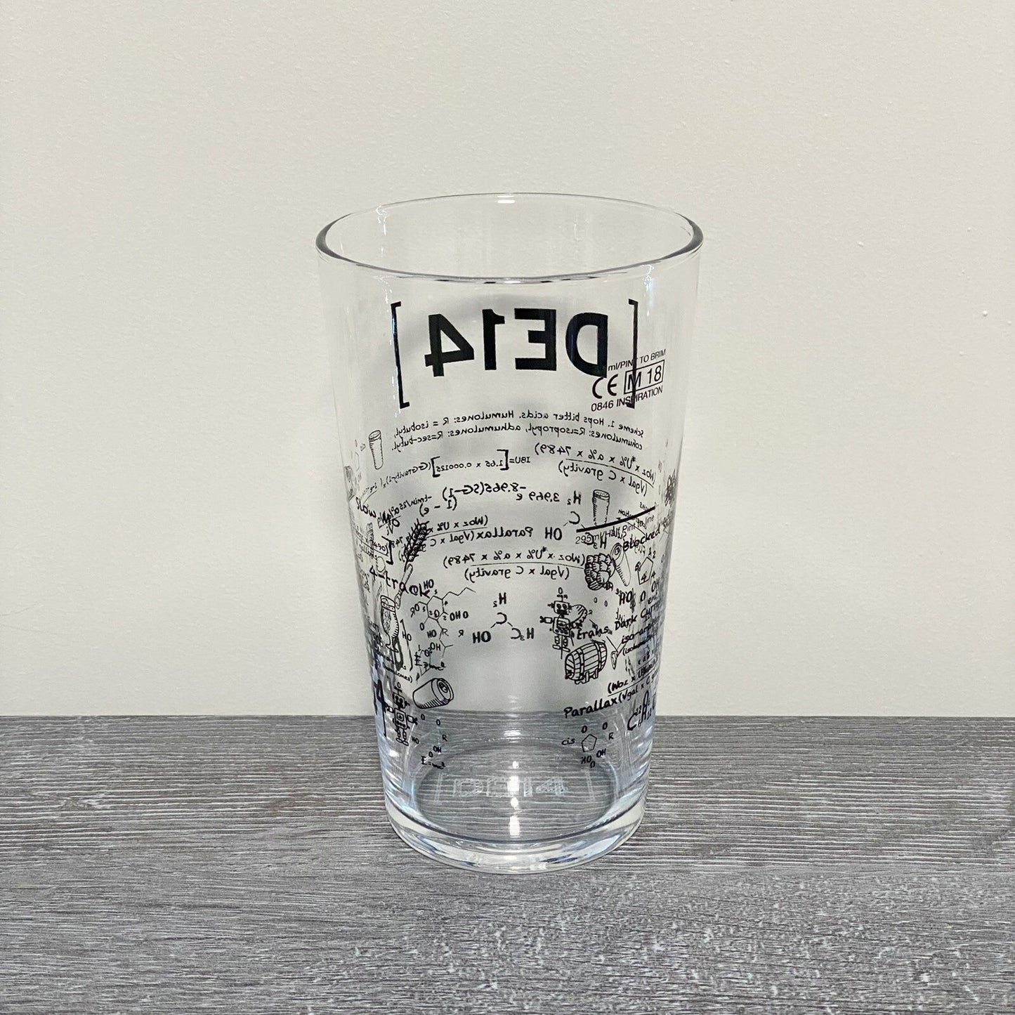 DE14 Math Science Learning Formula Scientific Pint Glass Bar Pub Glasses Rare