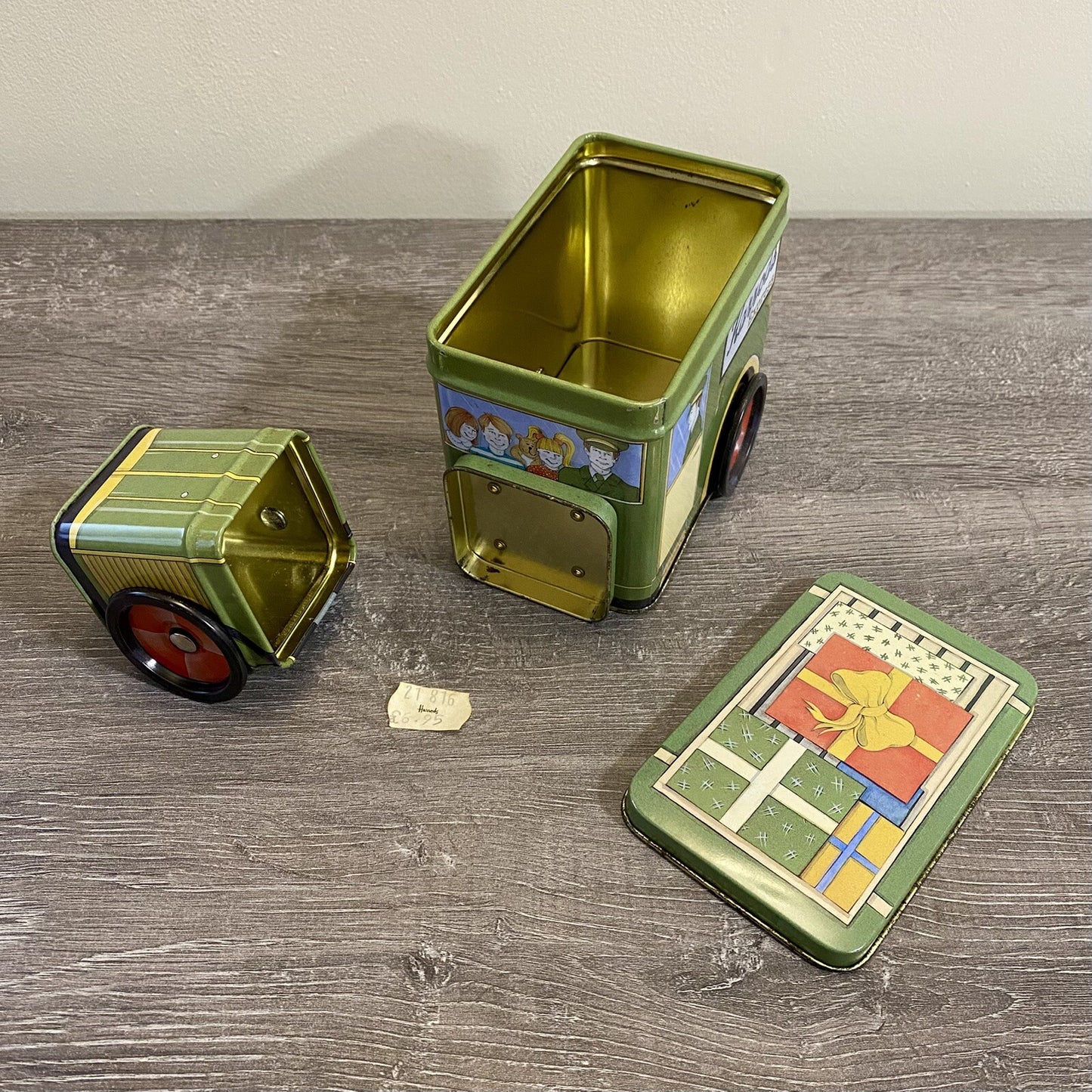 Vintage Harrods Express Truck Car With Moving Wheels & Lid Collectible Tin Rare