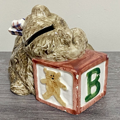 Unique Teddy Bear Themed Money Box Piggy Bank Coin Storage Art Decorative Rare